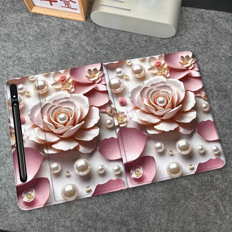

Beautiful Pink Flower Decor Gift For Samsung Galaxy Tab S10 S9 S8 S7 FE Lite Soft Flexible Support Tablet Case