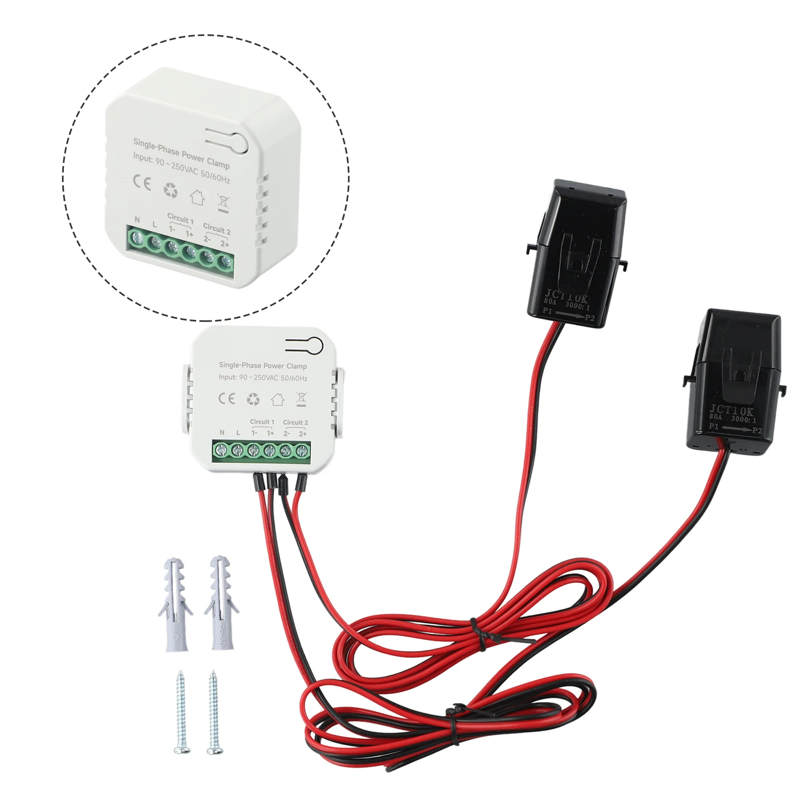 /For /Tuya /Life WiFi Energy Meter 80A With 2 For For CT Clamps For Real KWh Power Consumption Monitoring And Home Automation DI