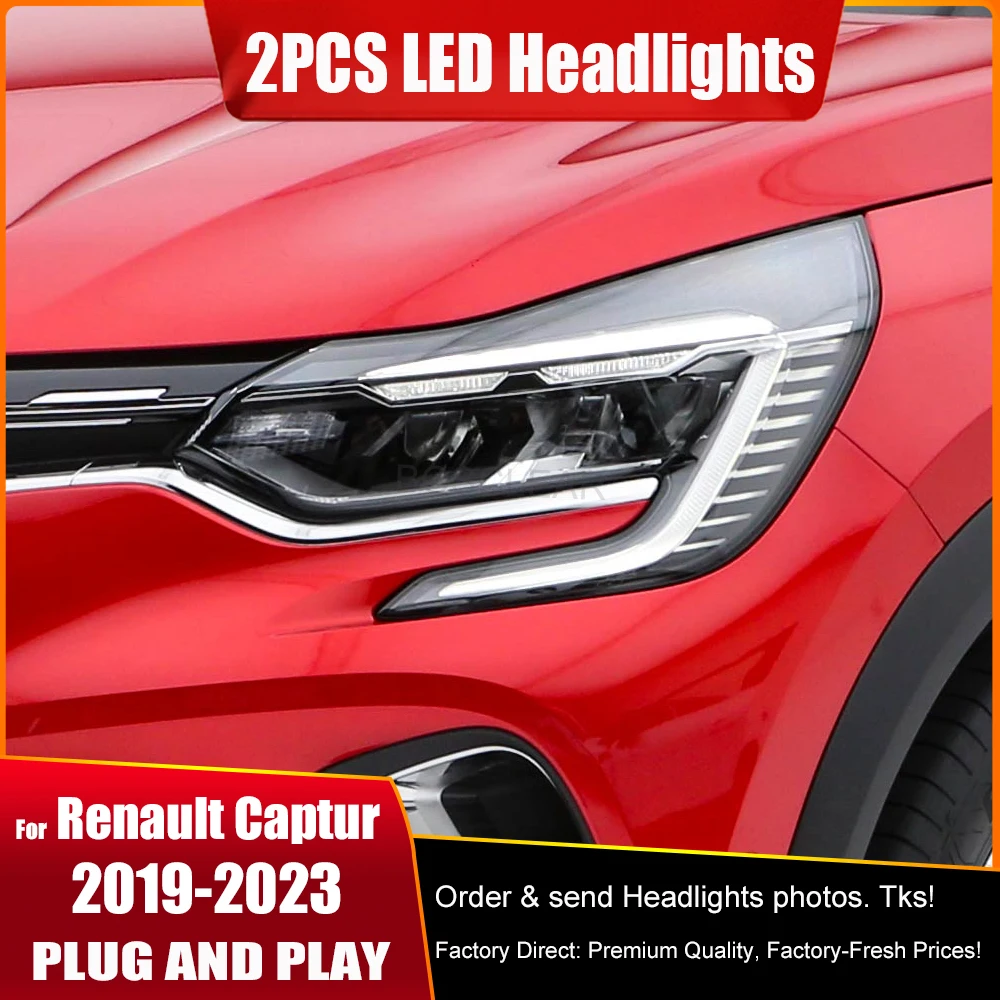 

Передняя фара автомобиля в сборе для Renault Captur Clio 5-Mol 2019-2023, фара, полностью светодиодная DRL, дневный ходовой сигнал поворота, 2 шт.