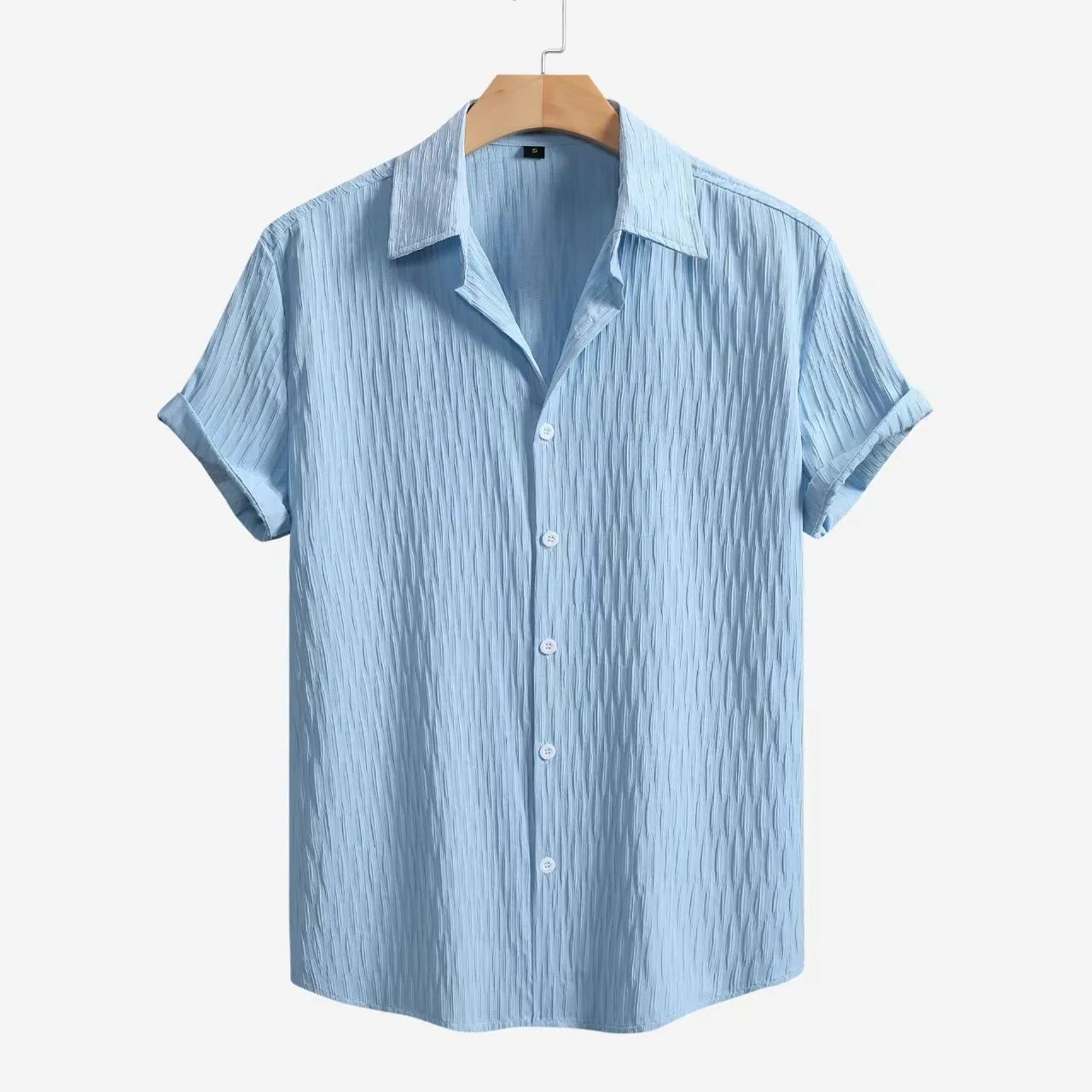 

Men's Solid Color Thin Short Sleeve Shirt Lapel Cardigan Summer Casual Beach Fashion Tops