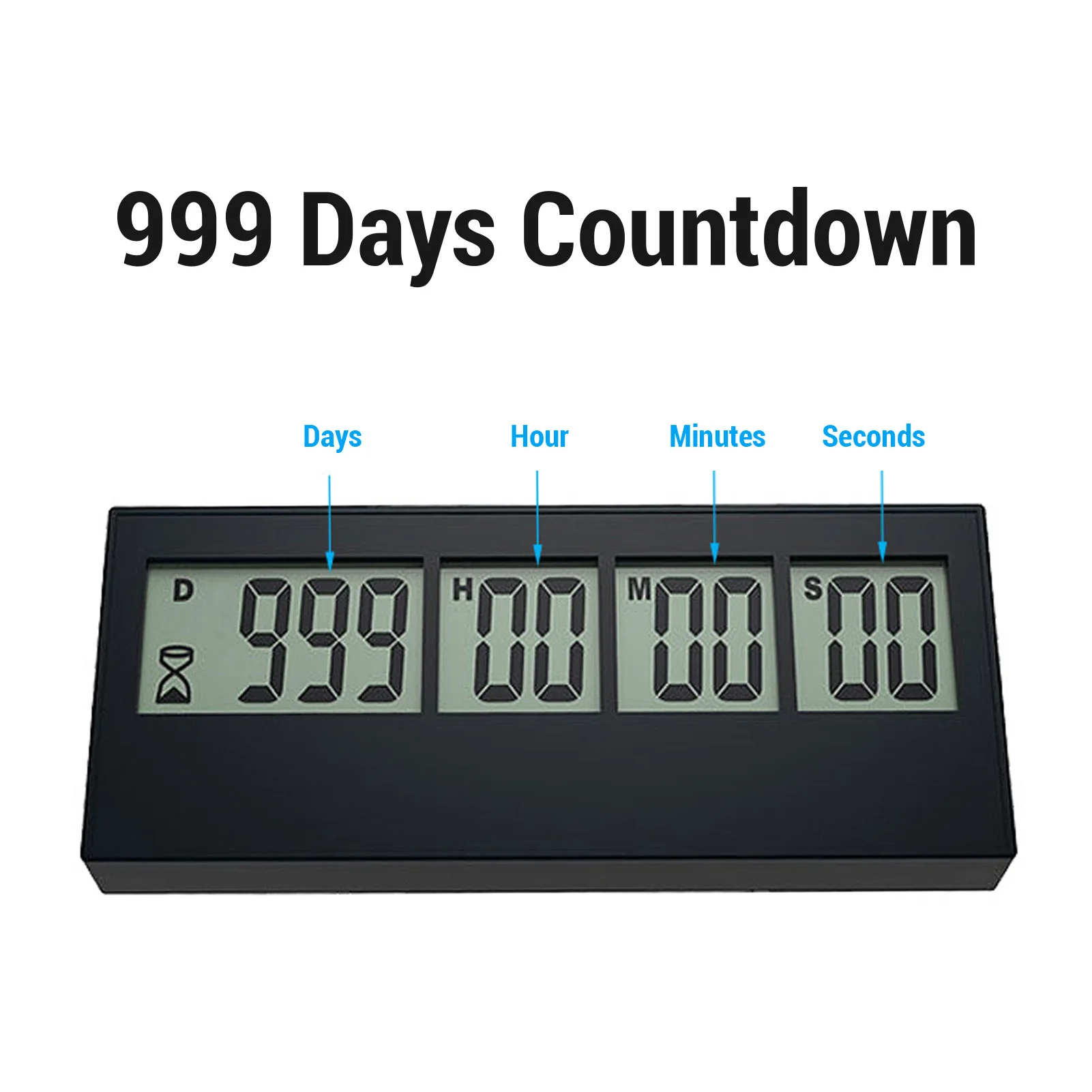 999 Days Countdown Clock Large Screen Stylish Easy To Set Count Down Days Timer for Wedding Holiday Anniversary Test