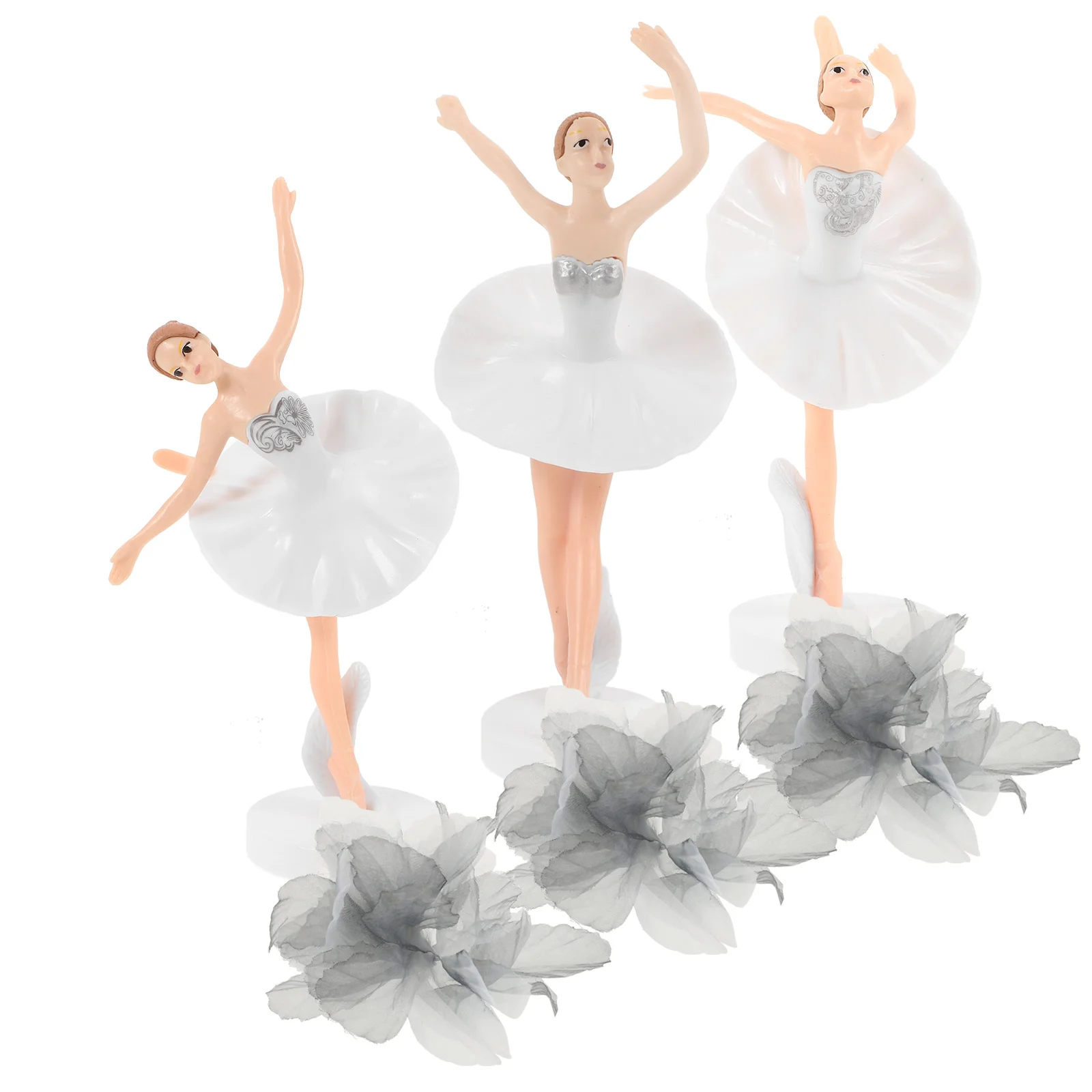 Dancer Figurine Statue Ballet Girl Ornaments Decor Cake Accessories Table Decorations White Plastic