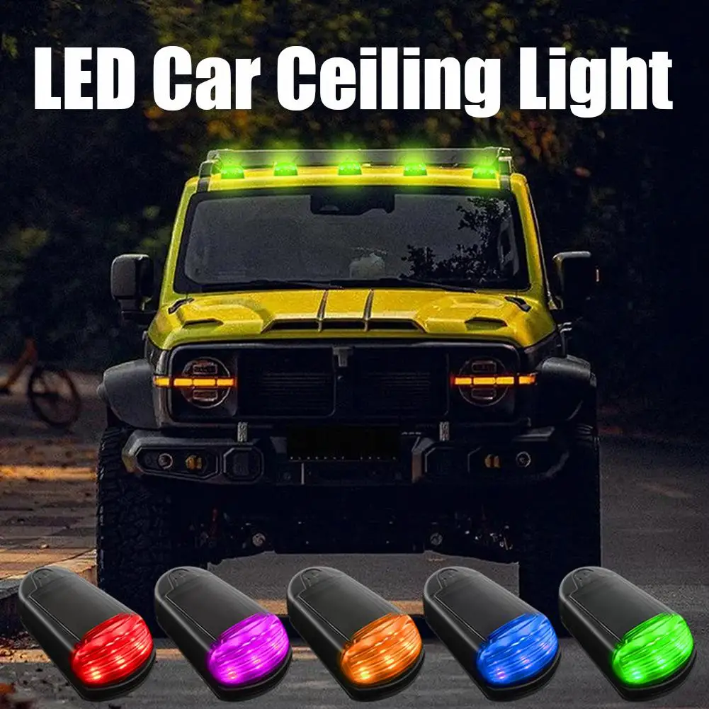 1Pcs Wireless Cab Lights For Truck Solar Cab Lights Punch-Free 3 LED Lights 7 Colors Car Ceiling Roof Lights For Universal Car