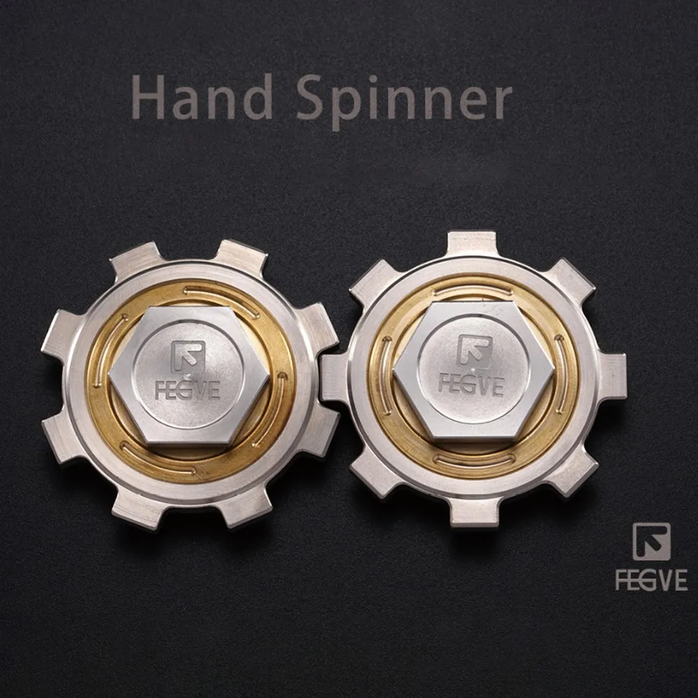 FEGVE EDC Samsara Fidget Spinner Titanium Brass Stainless Steel Fidgeting Spinners Anxiety Relief Gadgets Fidget Toys