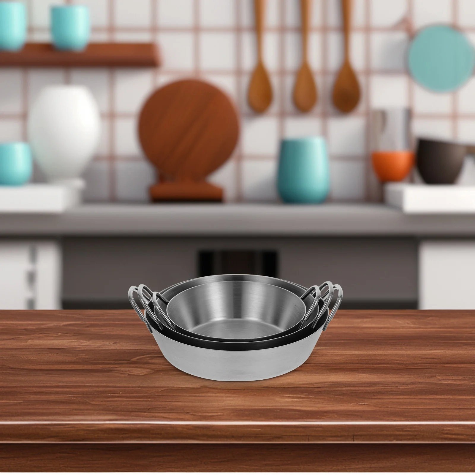 

3Pcs Stainless Steel Mixing Bowls Multifunctional Kitchen Bowls for Rice Wine Fruit Salad Snacks Condiments Bowl