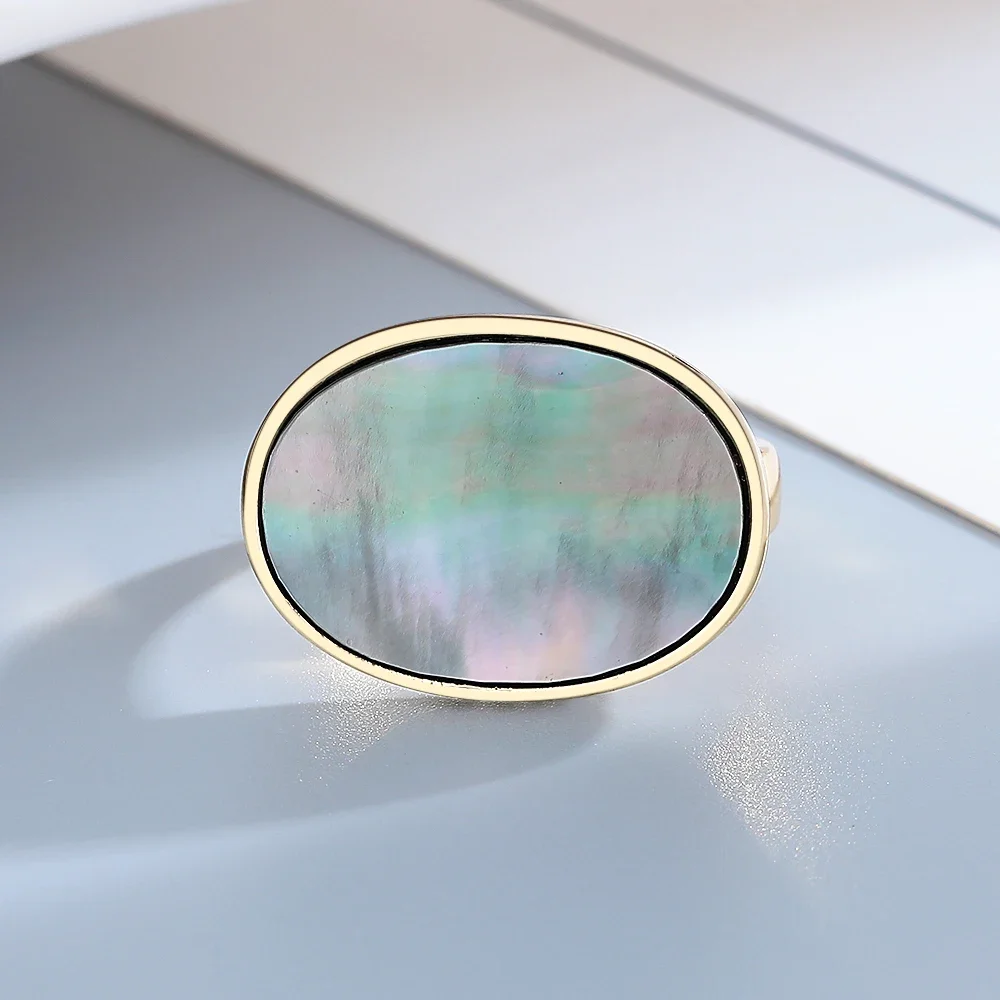 Vintage Natural Shell Ring 925 Sterling Silver Simple Rings Luxury Fine Jewelry Wedding Gift for Women