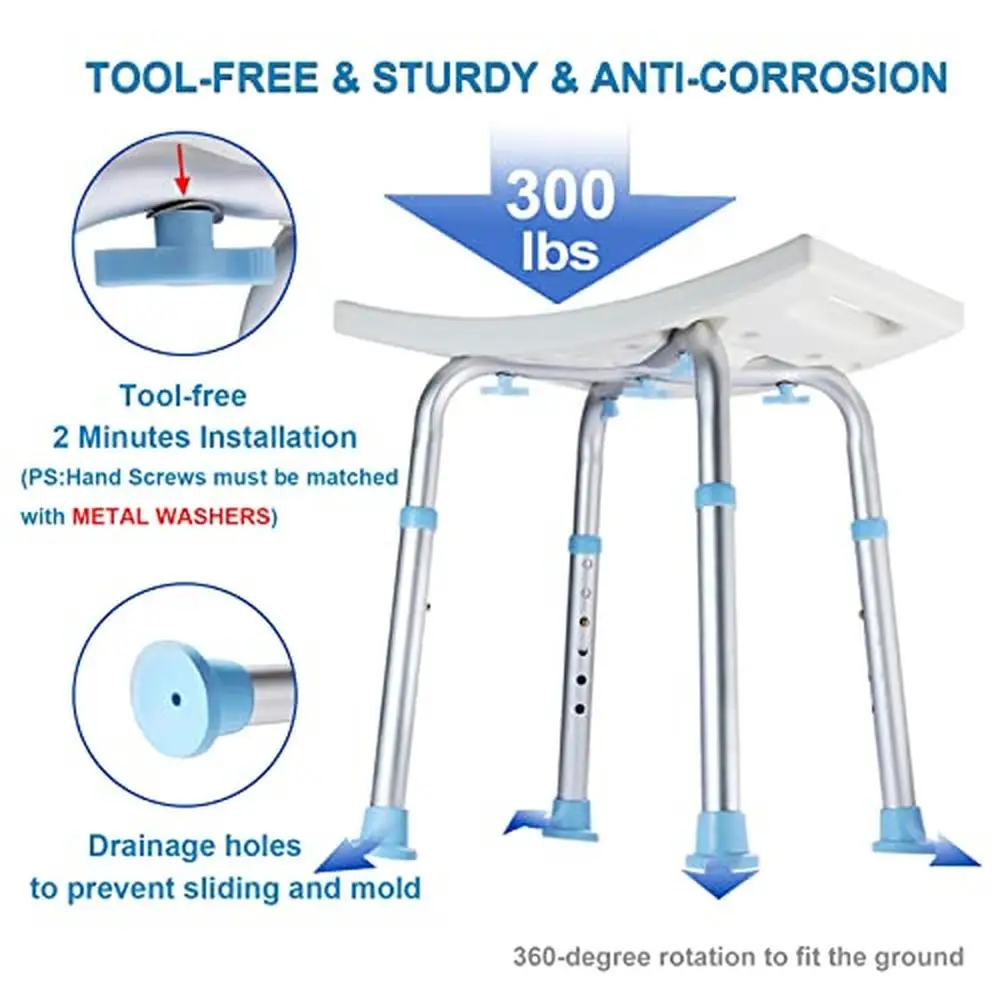 Chaise de Douche en Aluminium, Tabouret de Bain Réglable, Banc Confortable avec Foy, Siège Nikobservateur