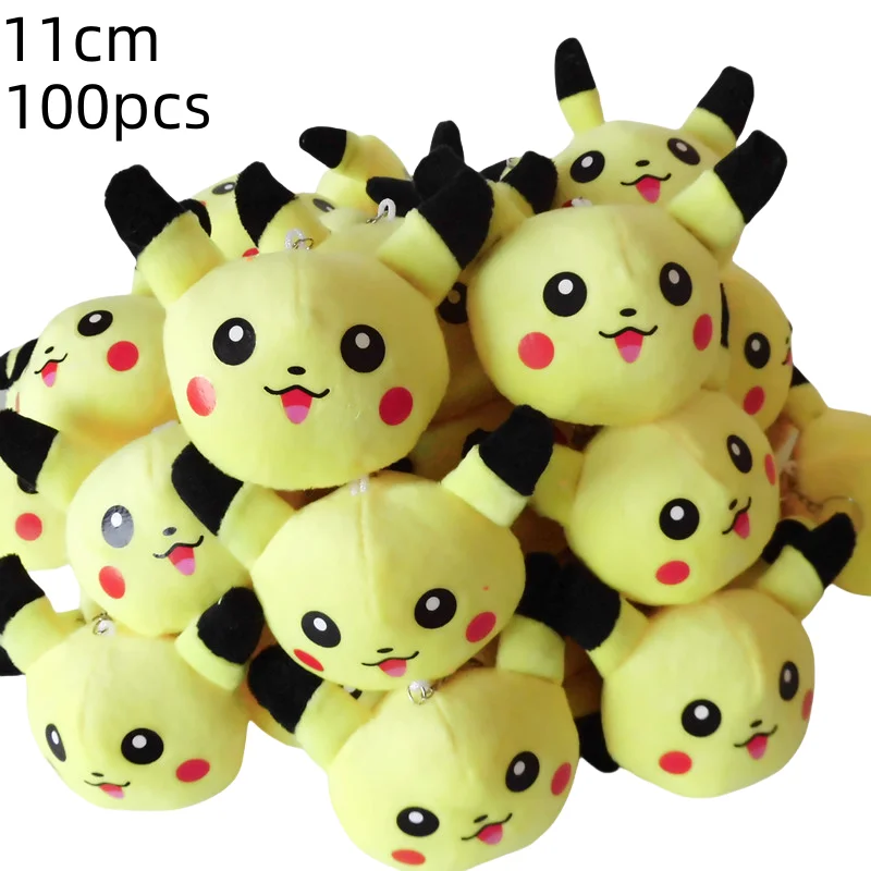 100Pcs/Set 6CM Anime Q Version Pikachu Bulbasaur Charmander Plush Toy Keychain Small Pendant Toy For Wedding Party