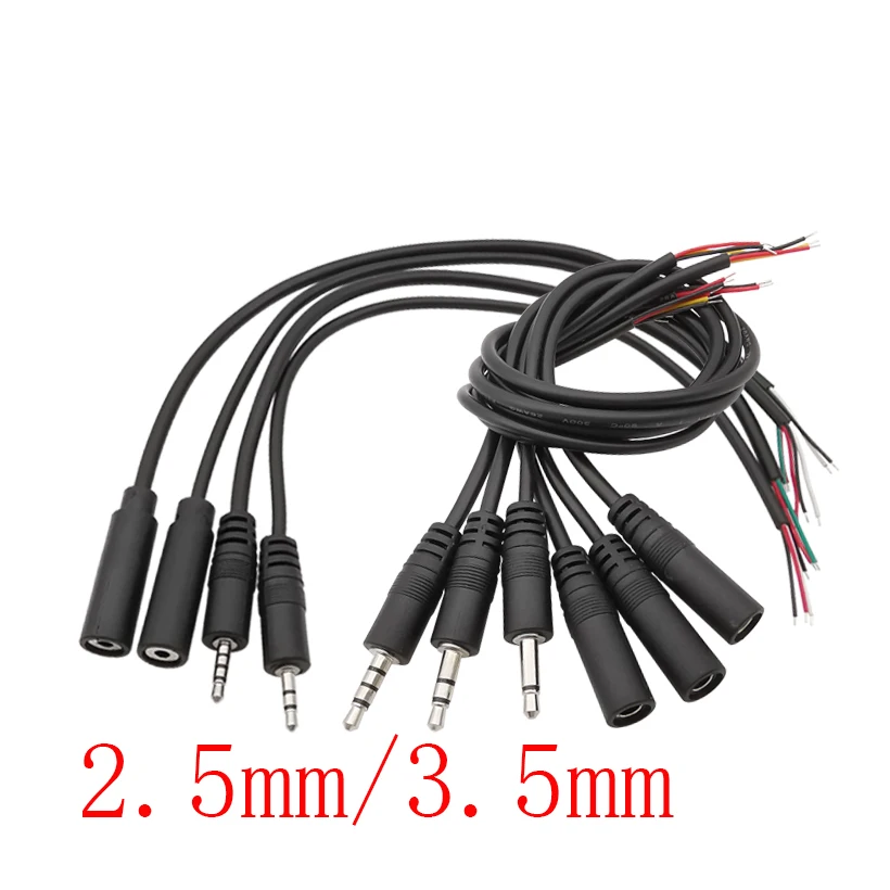 2Pcs 2.5mm 3.5mm Male Plug Female Jack Connector 2Pin / 3Pin / 4Pin Extension Wire DIY Audio Microphone Repair Cable