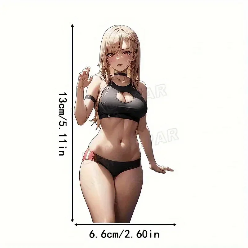 1pc 2D Flat Blonde Anime Girl Vinyl Sticker Waterproof UV Sun Resistant Self-Adhesive Decal for Car Smooth Surfaces Decor