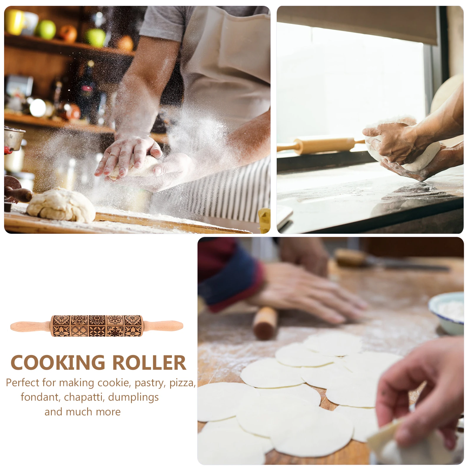 

Wooden Rolling Baking Kitchen Rolling Pin Tool Non Stick Dough Pizza Noodle Maker Cookie Pastry Chapatti Dumplings