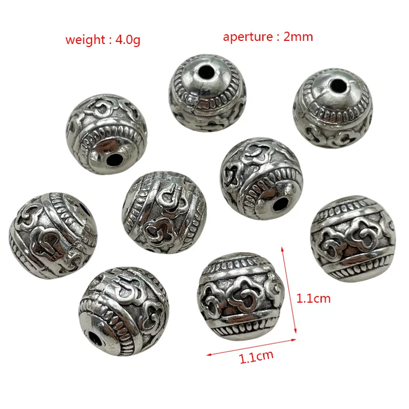 10pcs 3-color Tibetan Silver Gold Bronze Perforated Spacer Beads DIY Handmade Men\'s Women\'s Jewelry Connector Gasket Accessories