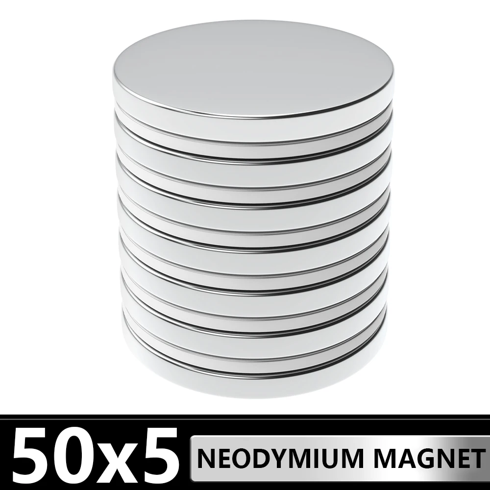 

1~10Pcs Round Strong Magnet 50x5 mm Search Magnetic Neodymium Magnets Rare Earth N35 Powerful Permanent 50*5