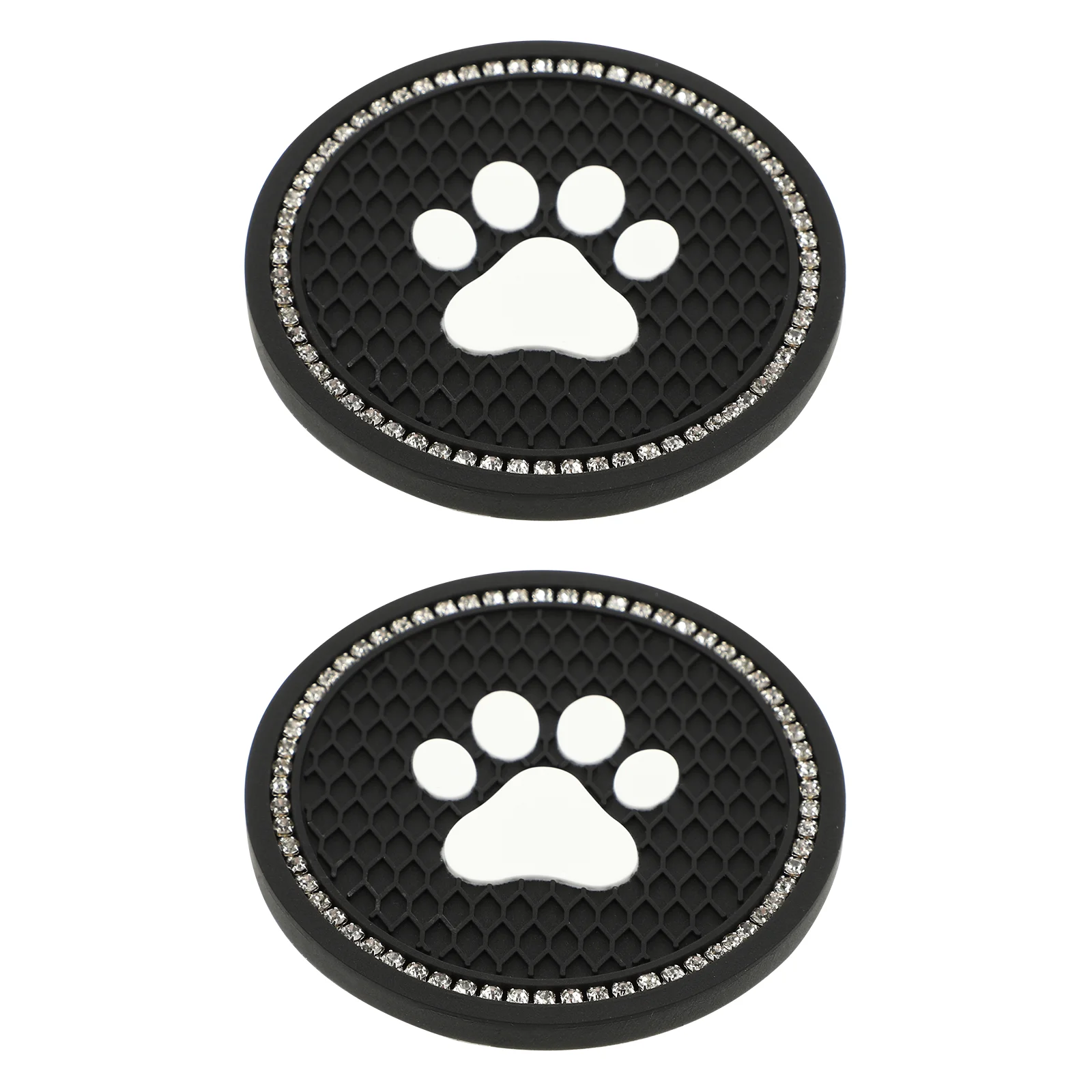 2 Pcs Coaster Diamond Coasters Claw Pattern Cup Mat Car Pad Lovely Round Cat Paw