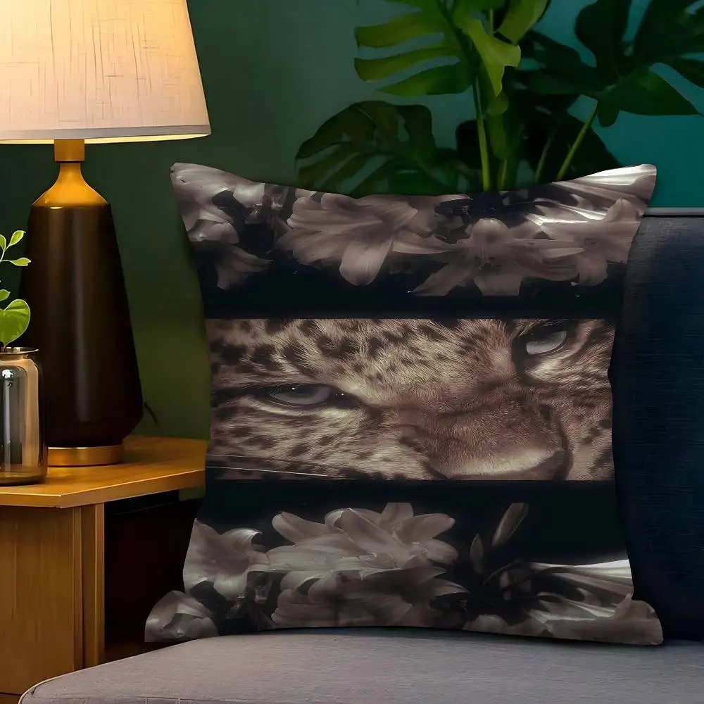 

Retro Leopard Cheetah Canvas Prints Cushion Cover Decorative Pillow Sofa Home Decor Case Pillow Cases