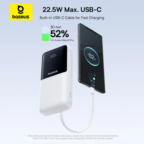 Baseus Power Bank 20000 мАч PD 22,5 Вт Быстрая зарядка телефона Внешняя батарея Powerbank Зарядное устройство для Xiaomi Poco iPhone Samsung iPad