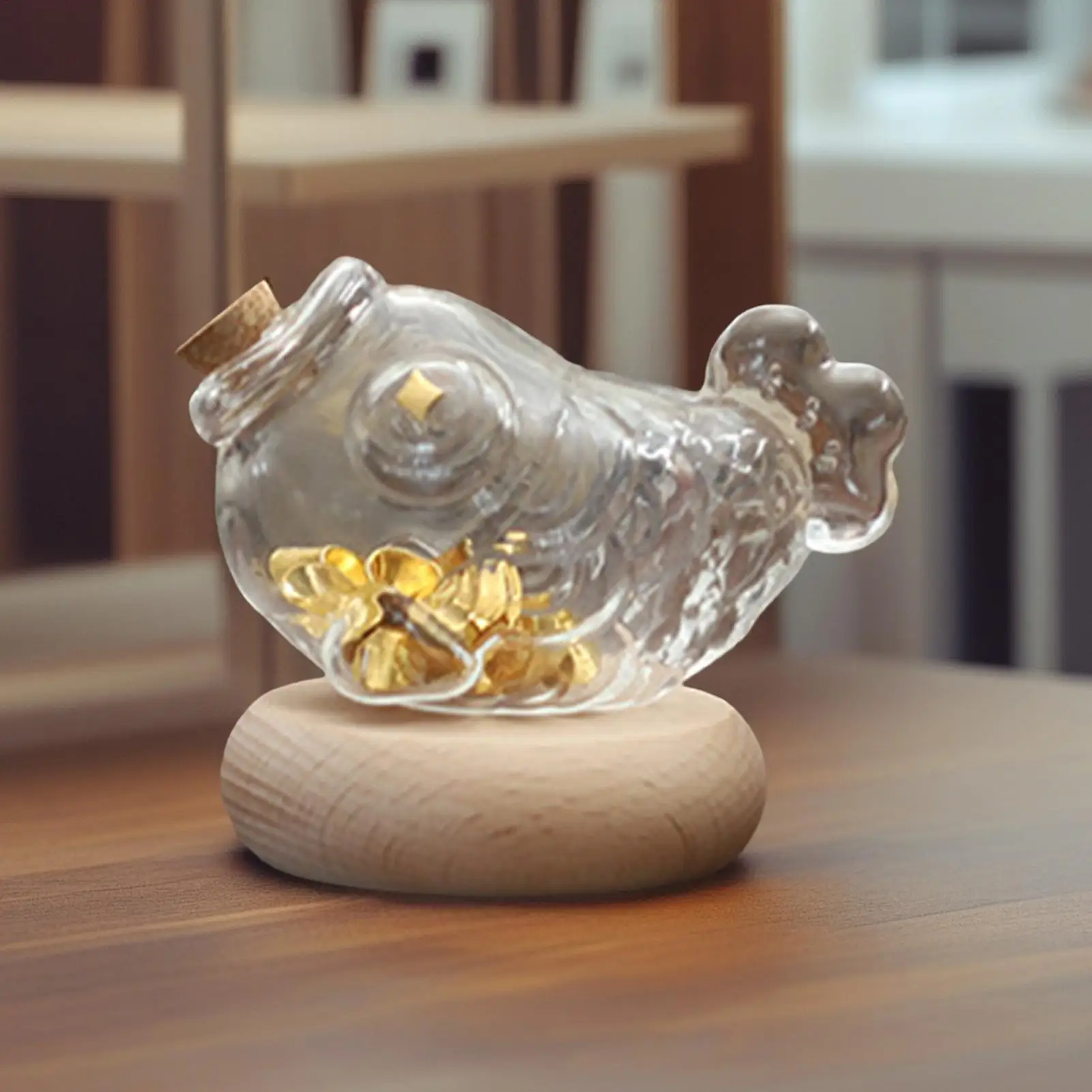 Glazen geldbank Glazen geldtank Visvormige prachtige munt Geldkan Leuke opslagpot Decoratie voor kinderen Tiener Volwassenen Meisjes
