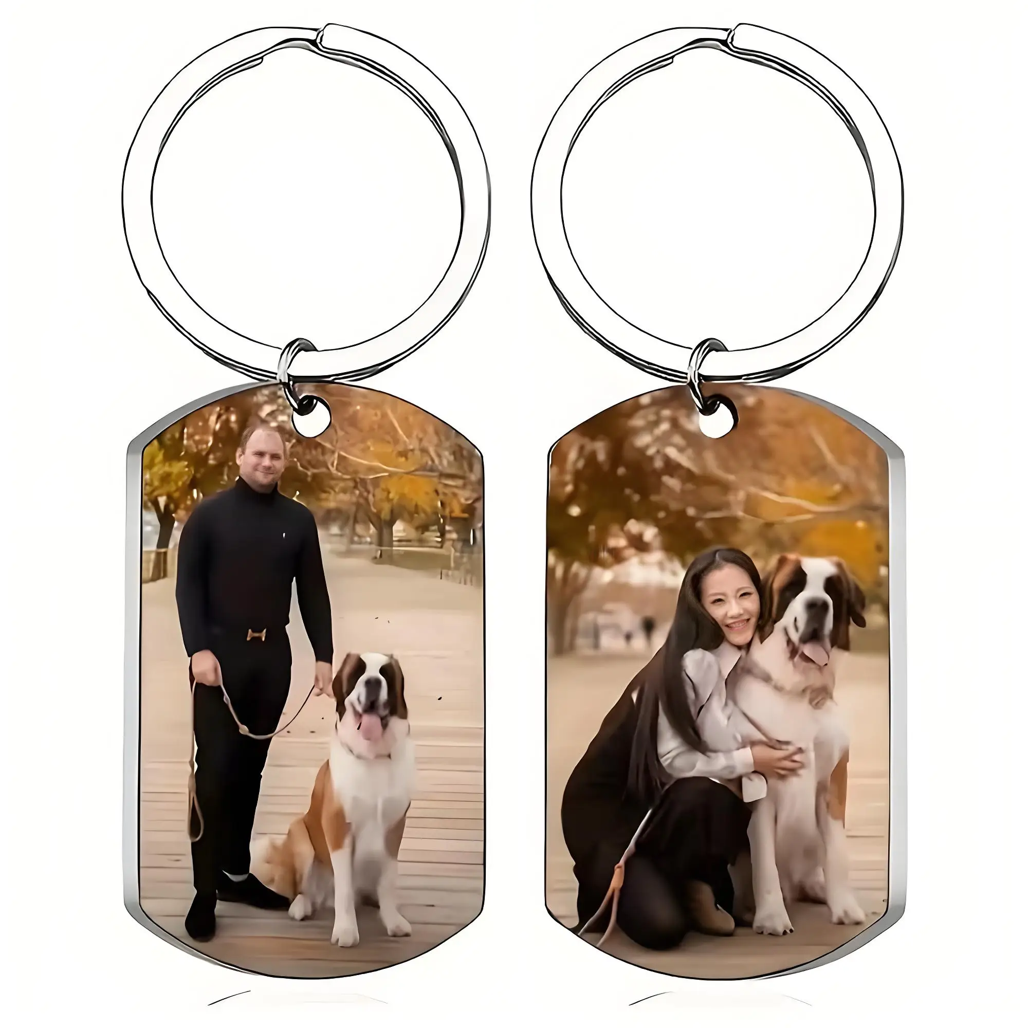 Custom Photo Dog Tag Keychain Personalized Picture Stainless Steel Keyring for Corporate Gift Bulk Order Drop Shipping Supported