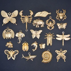5Pcs/Lot Hip Hop Animal Egyptian Beetle Scorpion Pendant Jewelry Stainless Steel Sea Animal Conch Shell Spider подвески Finding