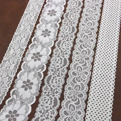 (5 Meters/roll) White Elastic Lace Sewn Textile Fabric For Home Dresses Clothing Wedding Decorations Bandaging Bouquets Handmade