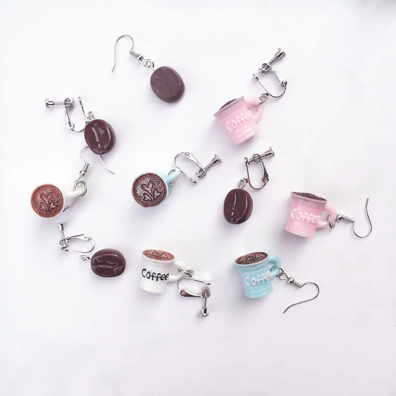 Women\'s Lovely Coffee cup Earrings Girl\'s Cute Party Drop Earrings Romantic Gifts funny jewelry