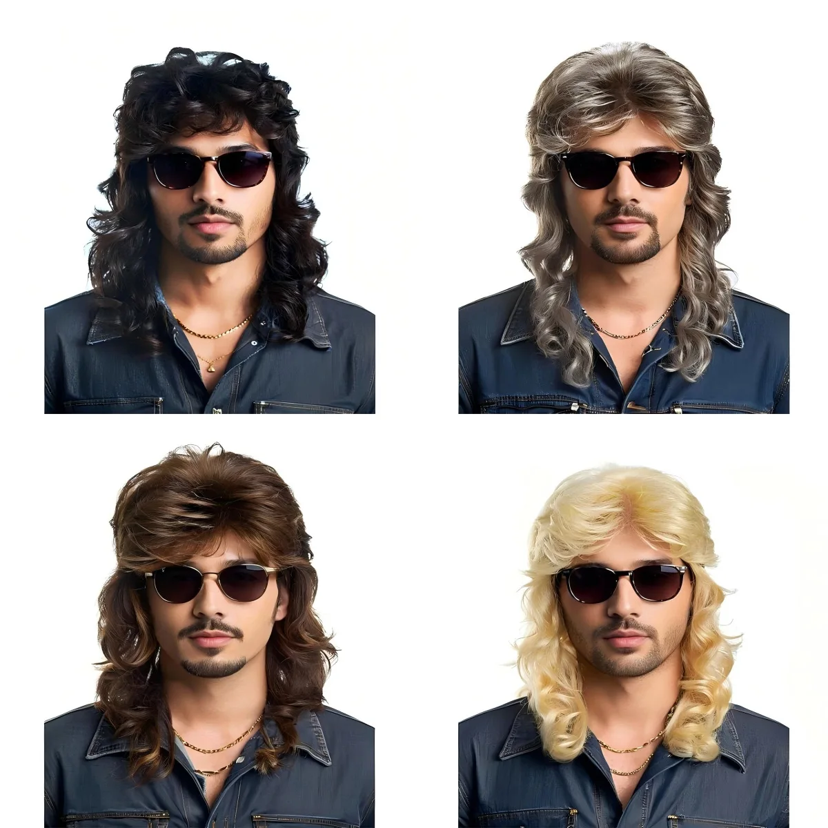 

New Halloween Medium and Long Curly Hair European and American Men's Wig Punk Rock