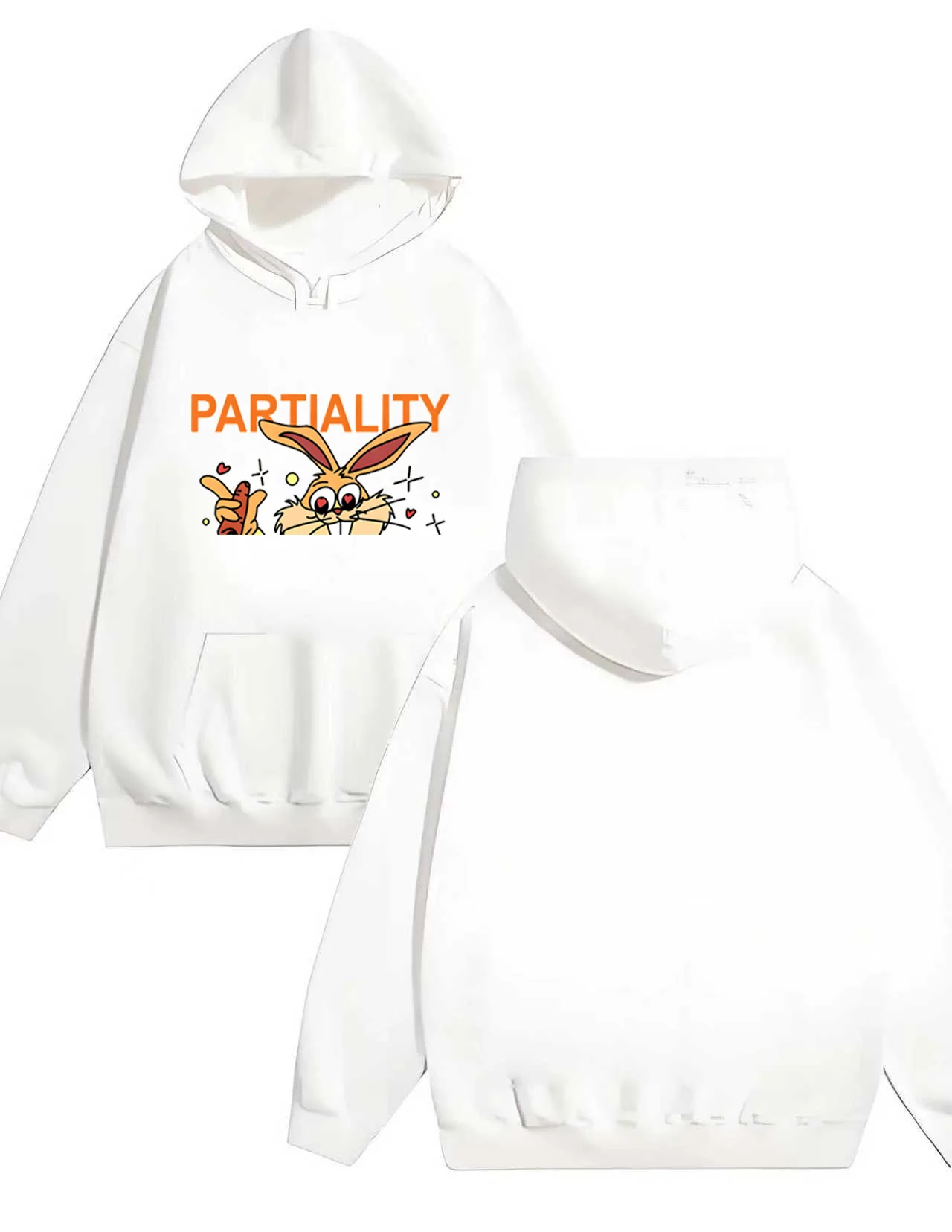 The 2025 new trendy and cute rabbit and letter printed men's and women's casual loose 330G heavy-duty hooded sweatshirt