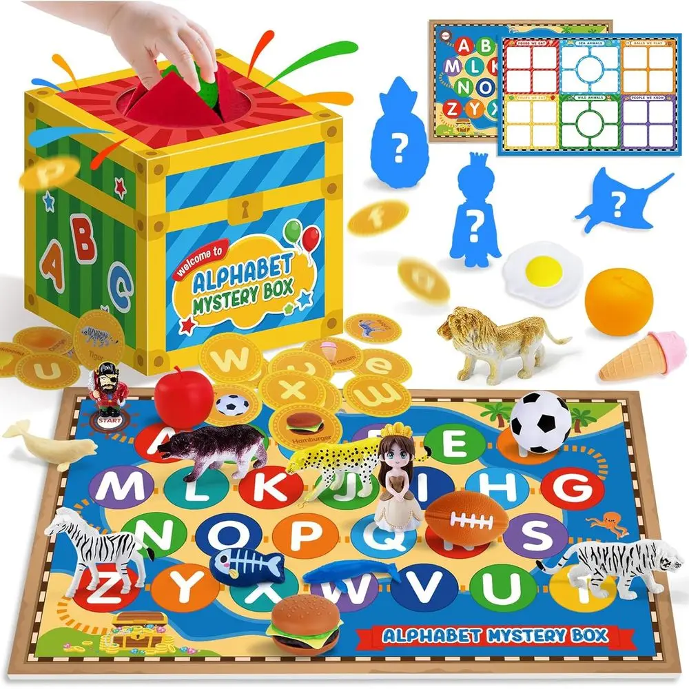 

Ahabet Mystery Box or Kids, 26PCS Letters Sorting Matching Game Activities Letter Sounds ine Motor Sorting Toys, Matching Playse