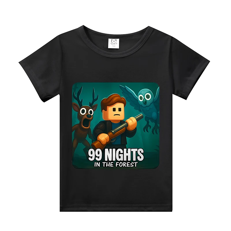 99 Nachten in de Foreste Kinderen T-shirt met korte mouwen Jongen Meisje Zwart Wit Shirt Cartoon Anime Patroon Kleding Casual Top Cadeau