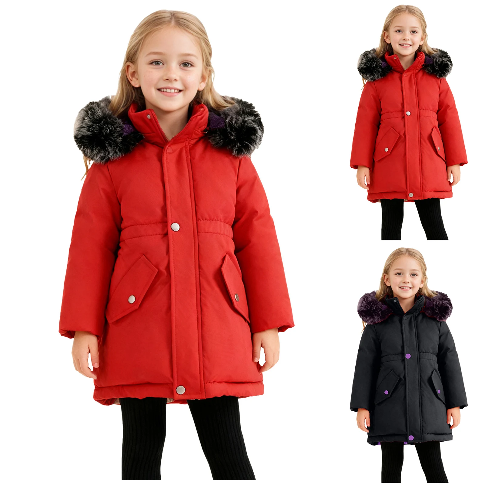 

Medium Size Comfortable Soft Fleece Lined Warm Stylish Solid Color Hooded Jacket For Girls Girls Winter Coat Lined