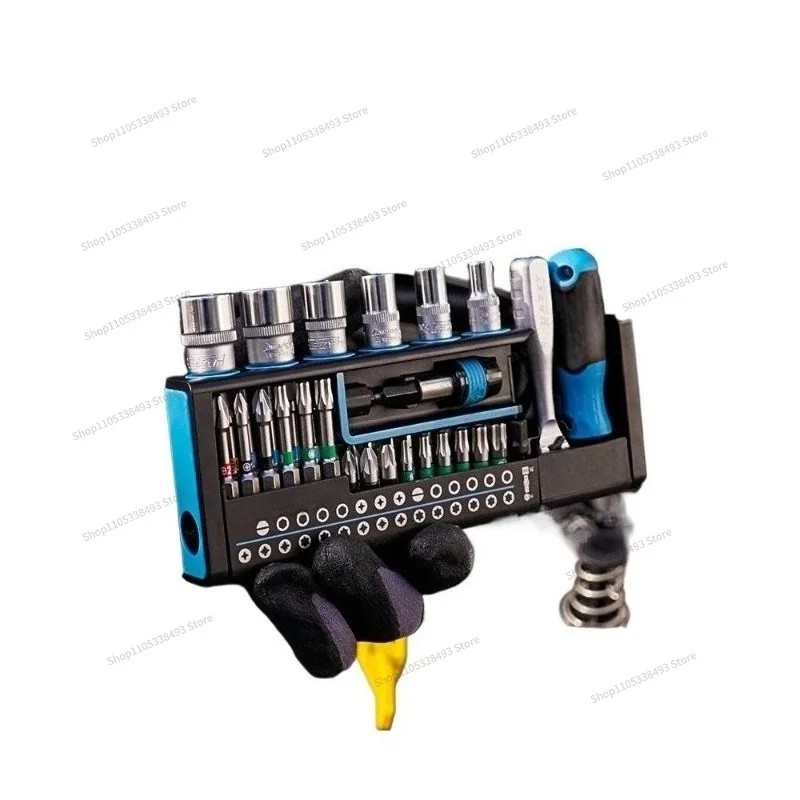For 39-piece Set, Riding Tools, Mini Ratchet Wrench Set, Multi-batch Head, Multi-sleeve Storage Bicycle.