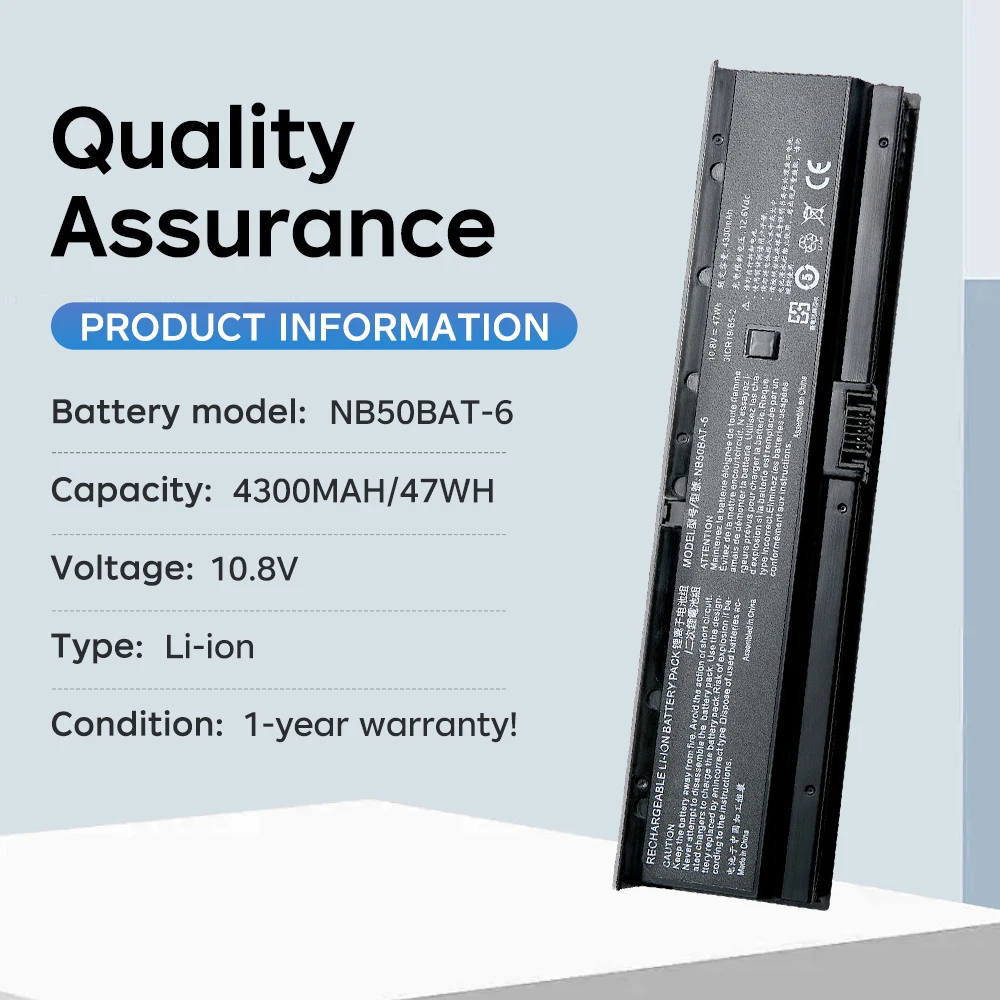 BGBT 47Wh NB50BAT-6 Laptop Battery for Clevo NB50TK1 NB50TJ1 OEM NB50TL NB50TZ 31CR19/65-2 for SHINELON HUIMIEZHE DD2 4300mAh