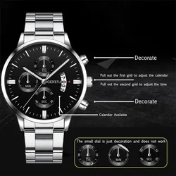 Men's Business Quartz Watch Fashion Fake Three Eye Six Needle Calendar Men's Watch Mesh Strap Men's Watch