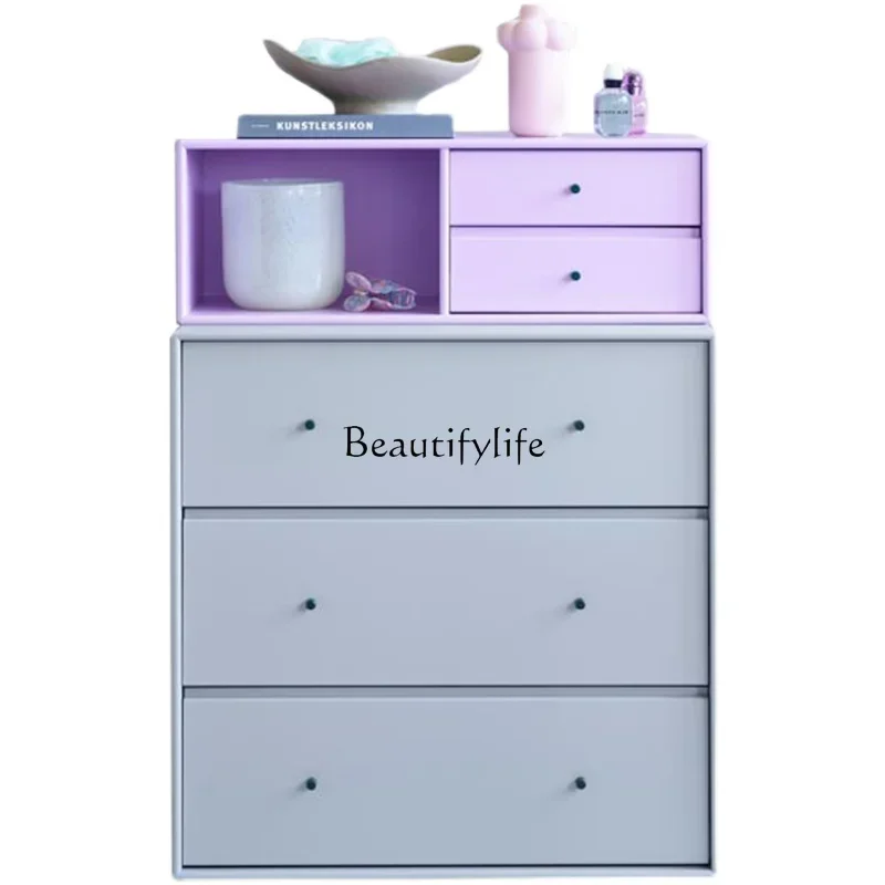 

55Italian minimalist paint chest of drawers bedroom bedside drawer locker