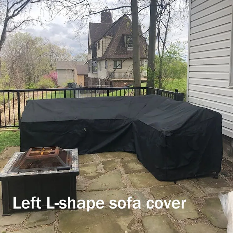 L Shape Furniture Waterproof  Cover Outdoor Garden Patio Rattan Sofa Dustproof V Shaped Mold Resistant Cover black，10 sizes.