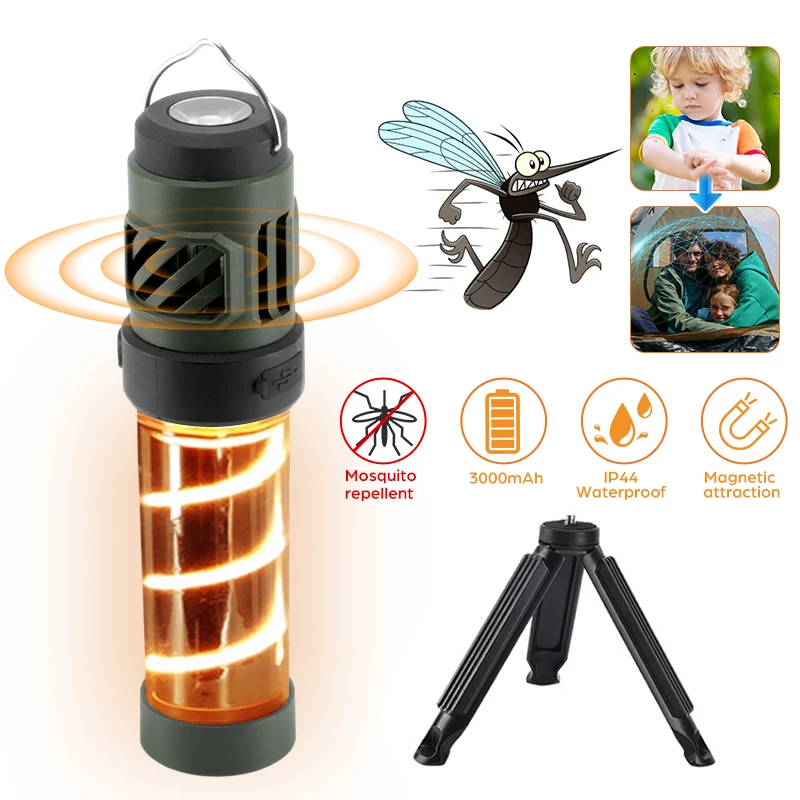 Rechargeable Tiny Mosquito Repeller with Camping Light Magnetic Design&Repellent Pads for Outdoor Camping Backpacking Patio Lamp