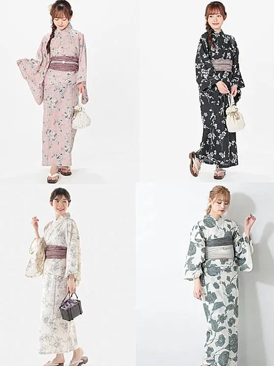 Japanese Women's Yukata Traditional Wrinkle-Free Kimono for Travel and Photo Shoots, Multiple New Designs