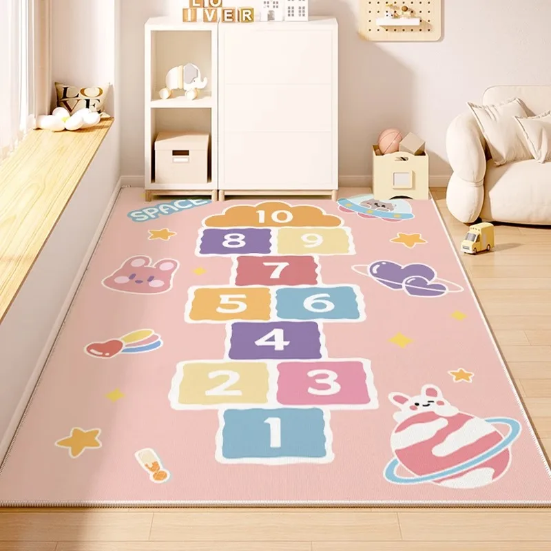 Children's Room Carpet Jumping Grid Game Mat Minimalist Digital Living Room Decoration Carpets Cartoon Cute Rug Easy To Care Mat