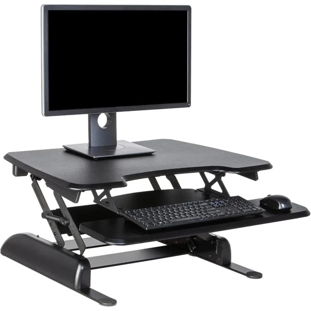 

Essential 30 - Two-Tier Standing Desk Converter for Home Office - Adjustable Sit Stand Desk with 11 Height Settings , Black