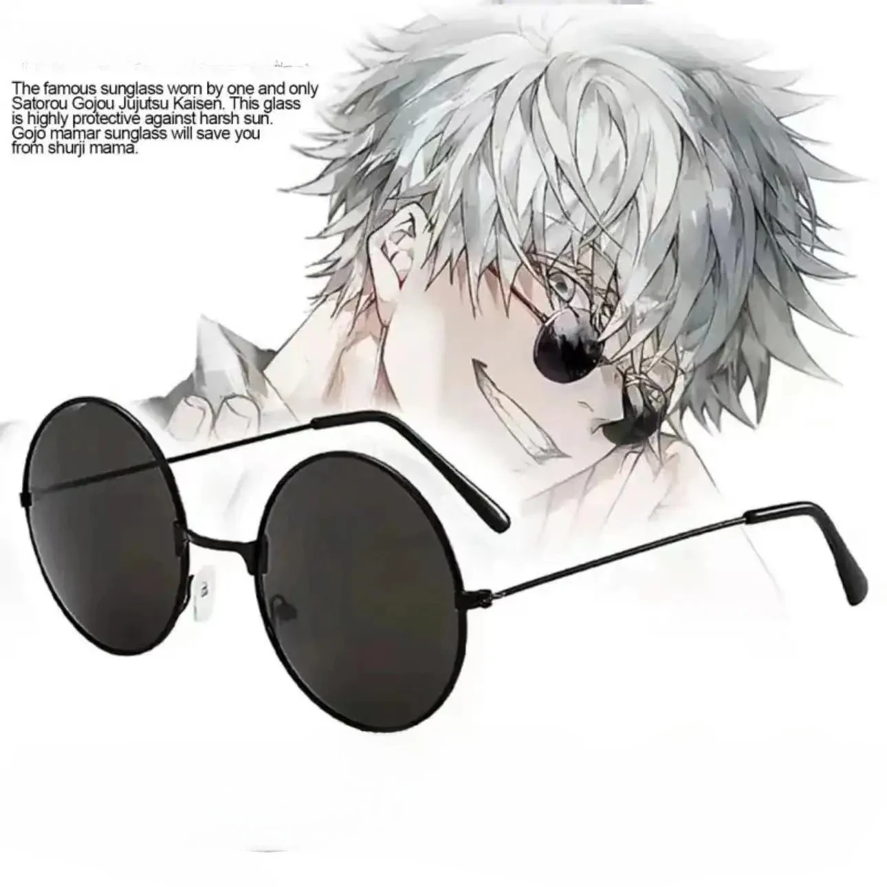 

Gojo Satoru Glasses Anime Jujutsu Kaisen Gojo Satoru Cosplay Black Glasses Eyewear Sunglasses High Quality Party Men Women Prop