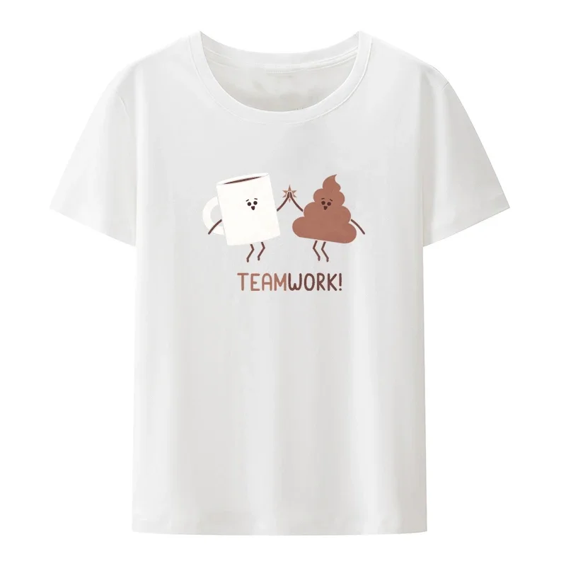 Teamwork Graphic T-shirts Funny Print Tee Mens Clothes Style Humor Camisetas Breathable Men Clothing Pattern Short-sleev Tees