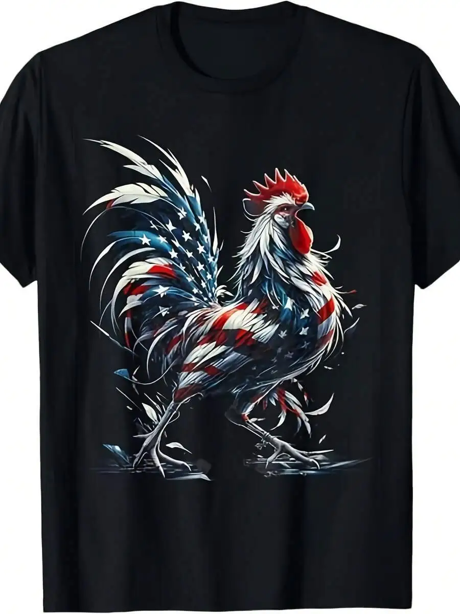 Men's Funny 4Th Of July T-Shirt - Retro Chicken Cluckin Off Graphic Tee S-3XL| Comfortable Shirt With Hens & Rooster 100% Cotton
