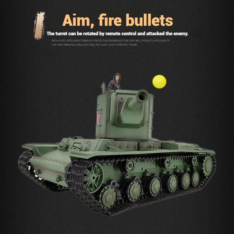 Henglong tanque con control remoto KV-2 puede lanzar pistas para fumar, modelo militar eléctrico grande para adultos, coche de juguete para niños