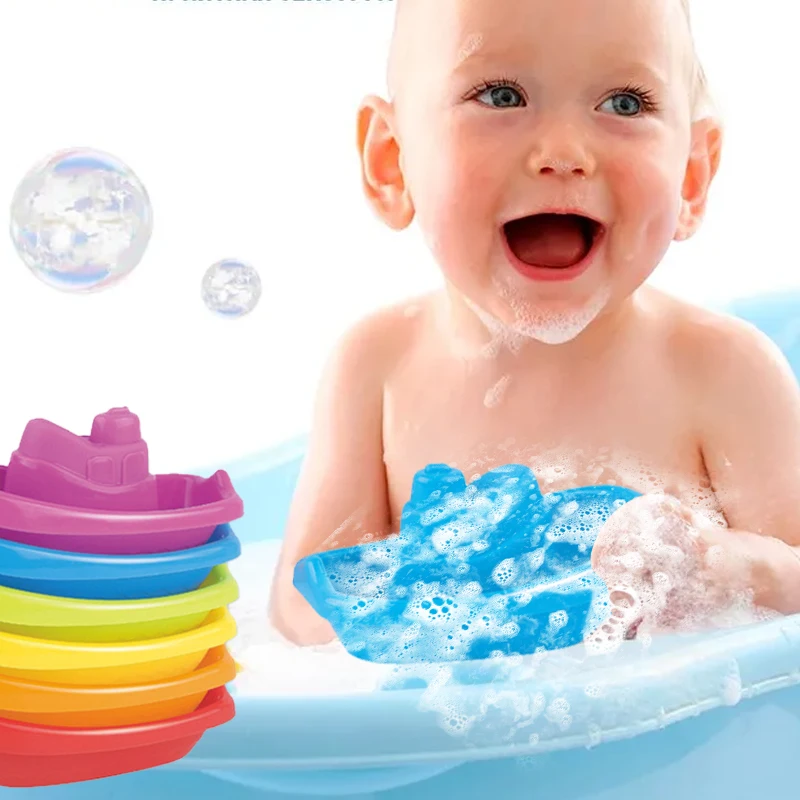 

Развивающие игрушки Монтессори для малышей, игрушки для ванной, красочные стаканчики-пирамидки, складные стаканчики-лодочки, игрушки-пирамидки, подарок