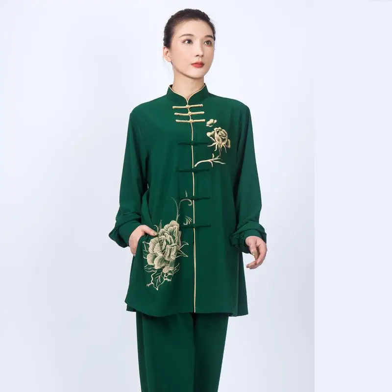 Women Cotton Linen Wing Chun Tai Chi Suit Kung Fu Wushu Martial Arts Uniform Chinese Style Jacket Pant Morning Exercise Costumes