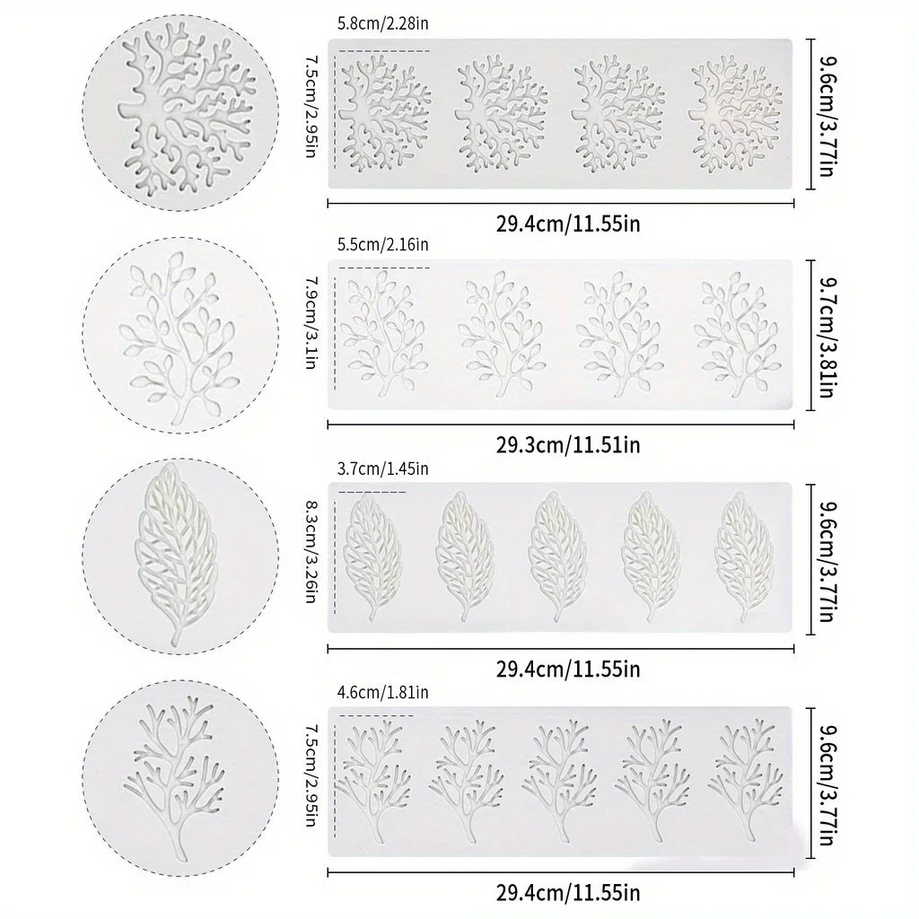 Coral Shape Silicone Mold Cake Decorating Chocolate Stencil Sea Grass Leaves Fondant Decorating Lace Mold Leaf Mold