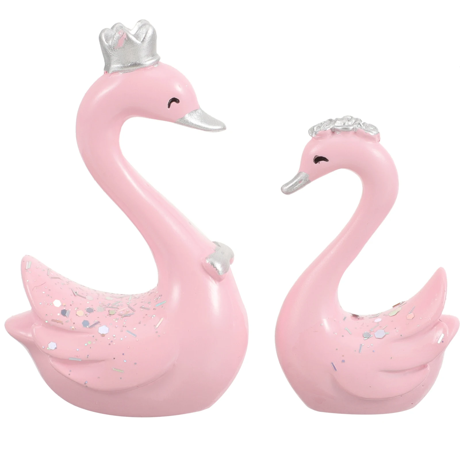 

2pcs Swan Resin Crafts Lightweight Environmental Protection Home Car Cake Decorations Wedding Figurines