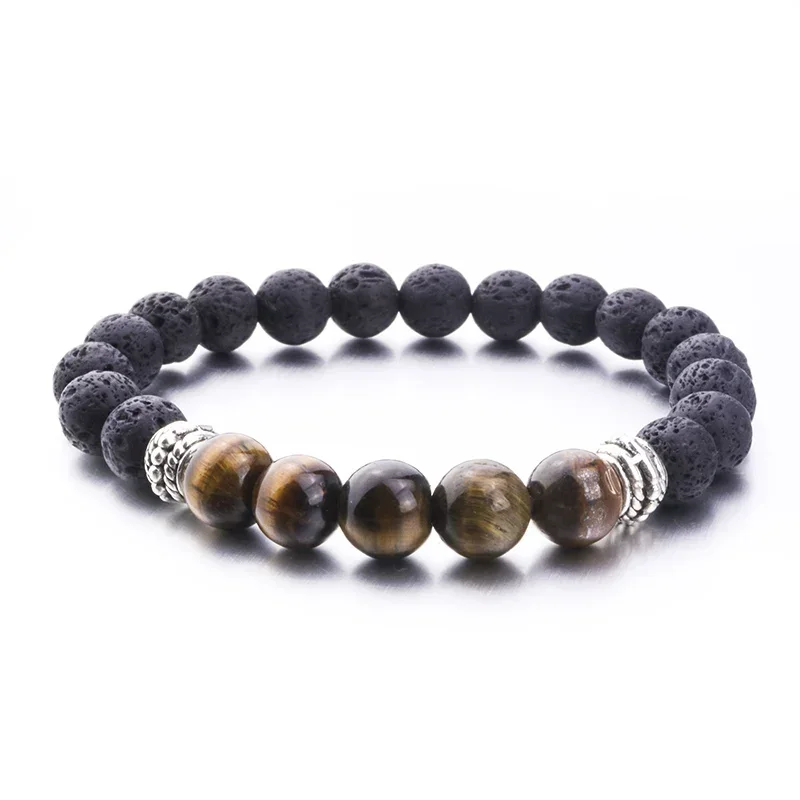 Men 8MM Tiger Eye Lava Stone Kallaite Emperor Stone Beads Bracelet DIY Aromatherapy Essential Oil Diffuser Bracelet