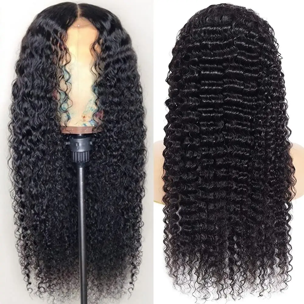 34 Inch Deep Wave Frontal Wig 13x6 Transparent Lace Wig 100% Human Hair Wigs For Women Pre Plucked Human Hair Lace Front Wig