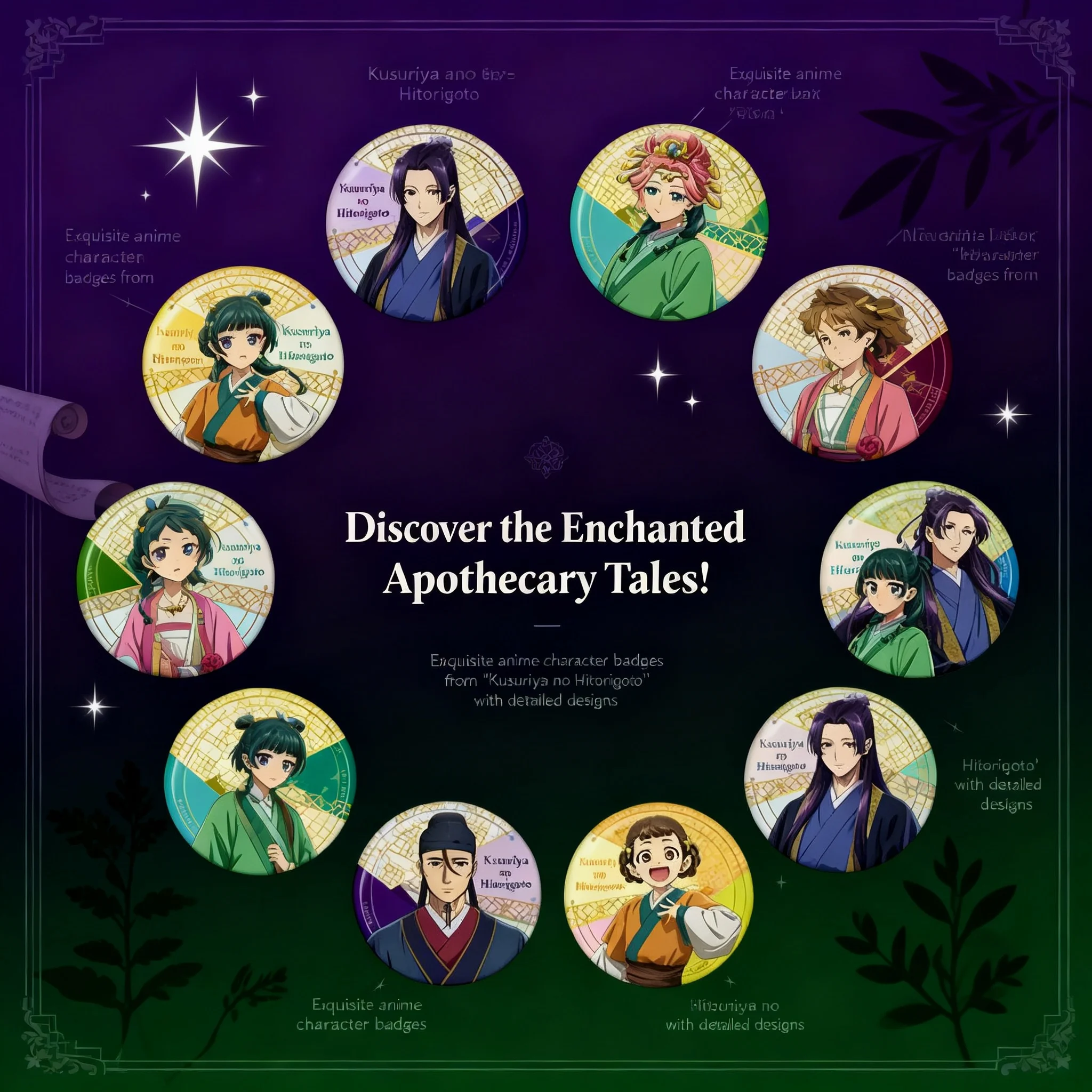 

Anime Kusuriya no Hitorigoto Maomao Jinshi Koshun Badge Pin Brooch Metal Enamel Collectible Merchandise Gift for Fans Cosplay